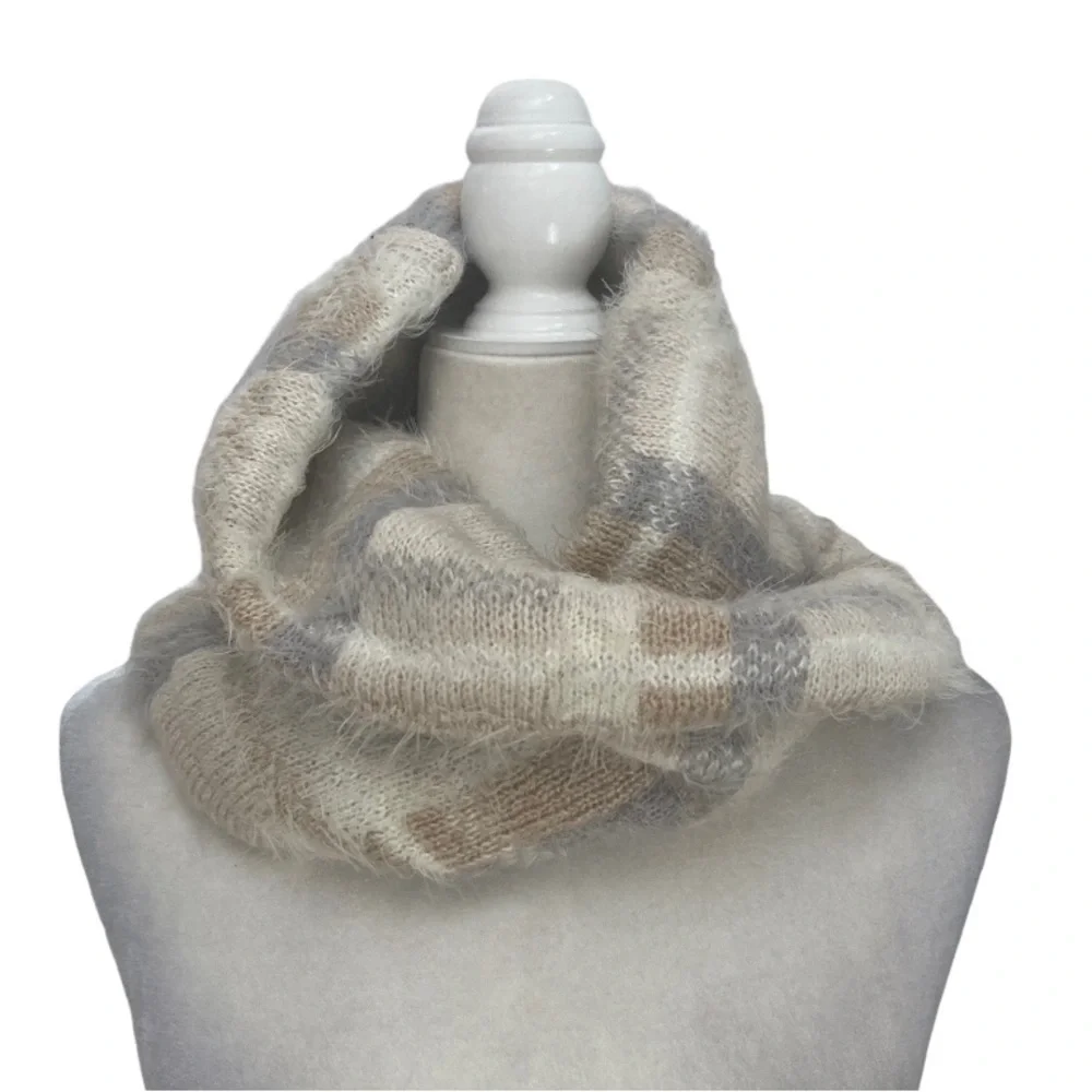 Anthropologie Ampato Twisted Infinity Cowl Scarf NWT in Cream Grey Caramel